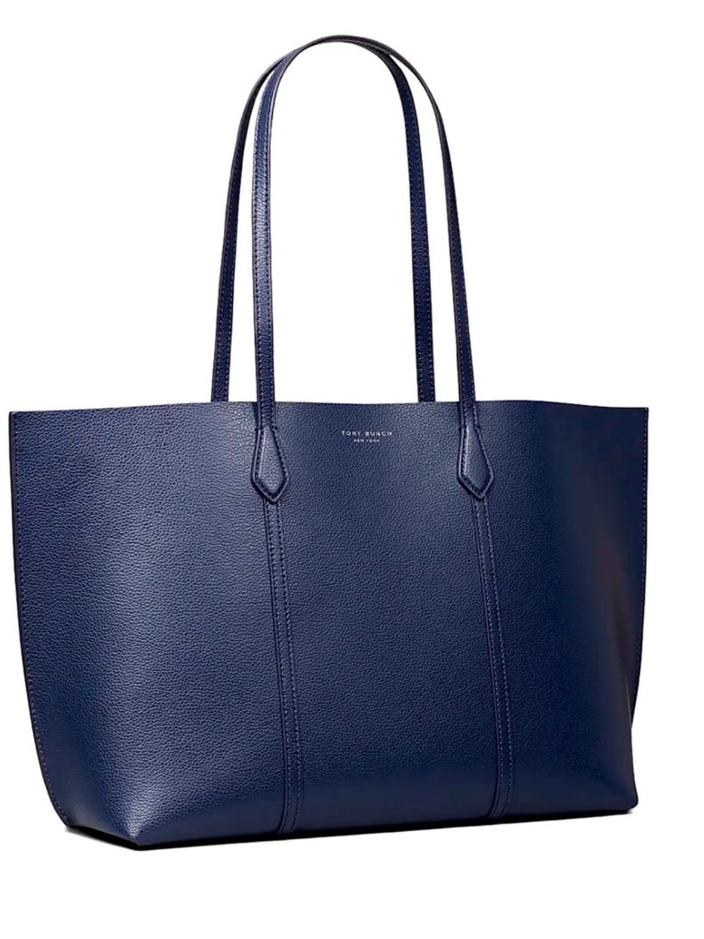 Tory Burch Perry Tote Navy Blue Leather Laptop Pocket